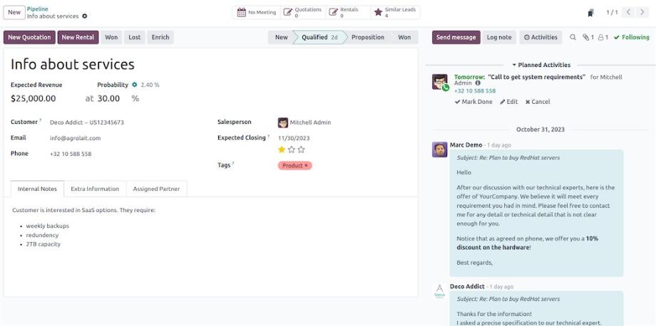 نرم افزار CRM اودوو Odoo